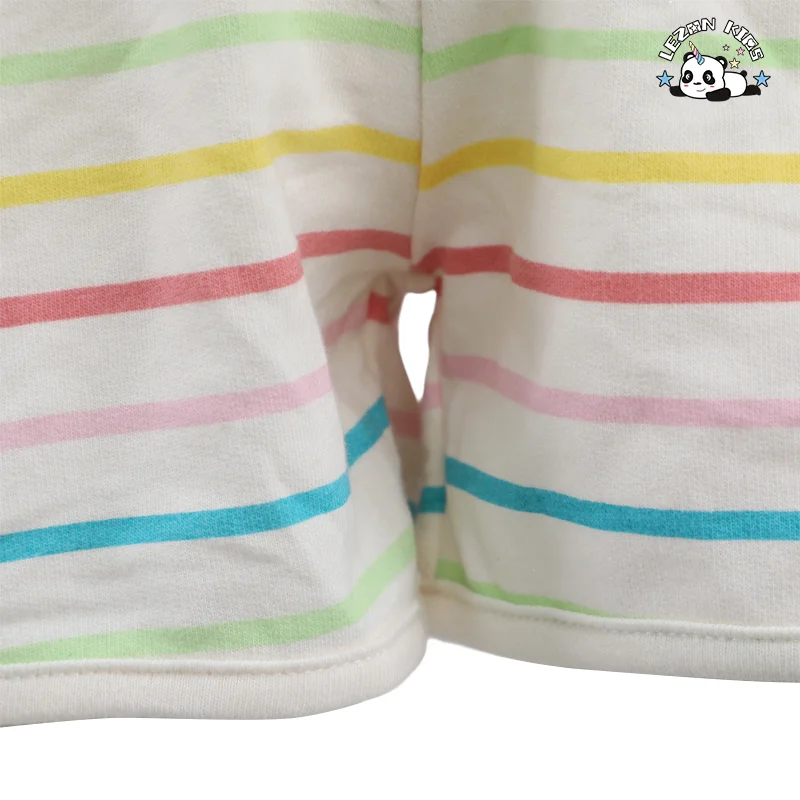 LEZONKIDS - Conjunto de Roupas para Meninos e Meninas com Camiseta Infantil Listrada de Arco-Íris, Manga Curta e Shorts, Casual e Respirável